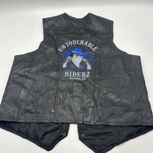 UNTOUCHABLE RIDERZ HOUSTON,TX Men’s Leather Vest Motorcycle Jacket Size 3XL XXXL